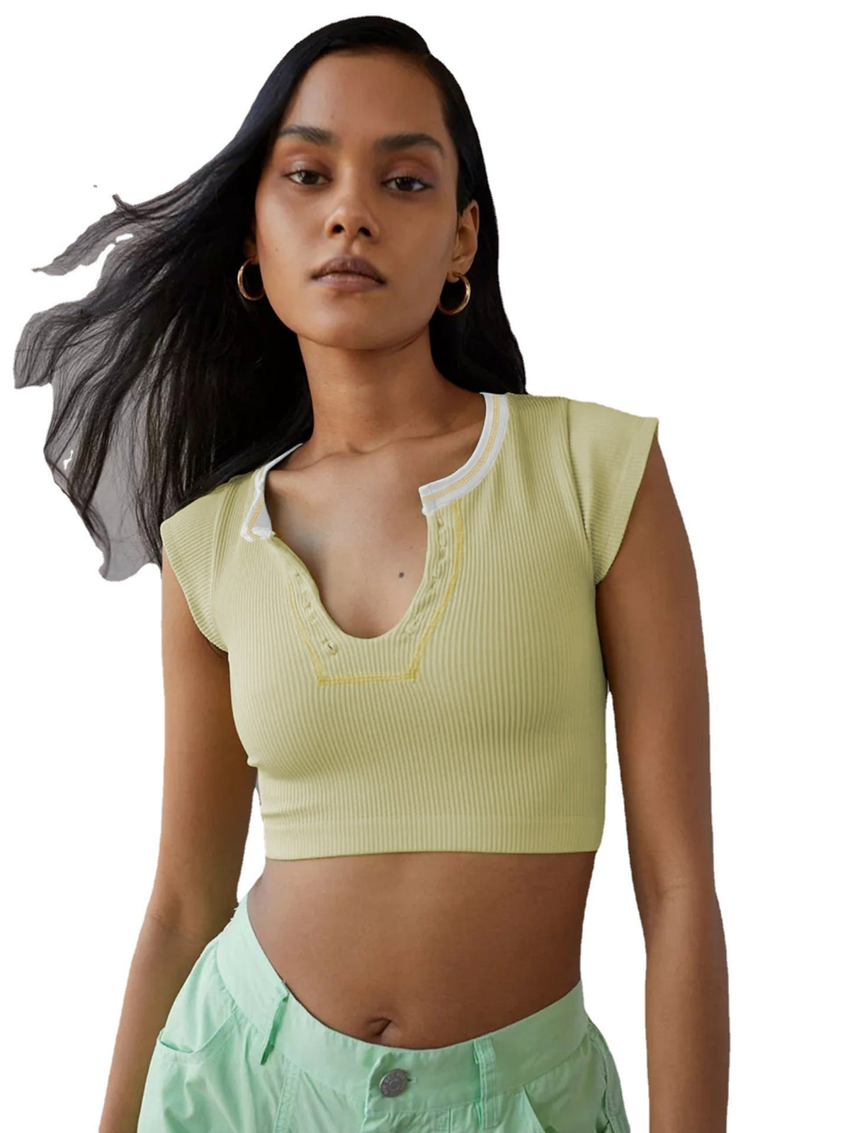 Slim Fit Ultra Short Sexy Spicy Girls Top Knitted Thread T-shirt - MERGE.DAY.1.FREESTYLE