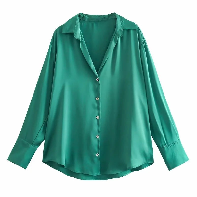 Striped satin long-sleeved shirt - MERGE.DAY.1.FREESTYLE