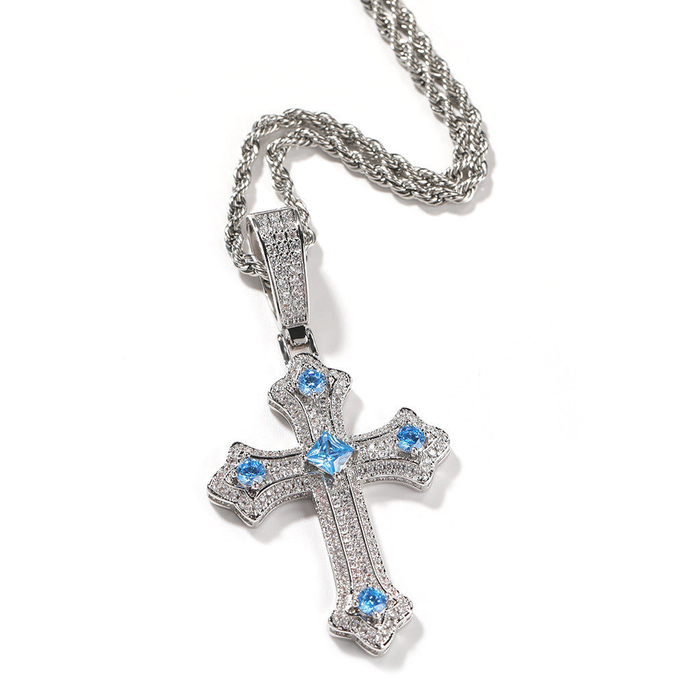 Hip-hop cross-shaped diamond Cubic Zirconia necklace - MERGE.DAY.1.FREESTYLE