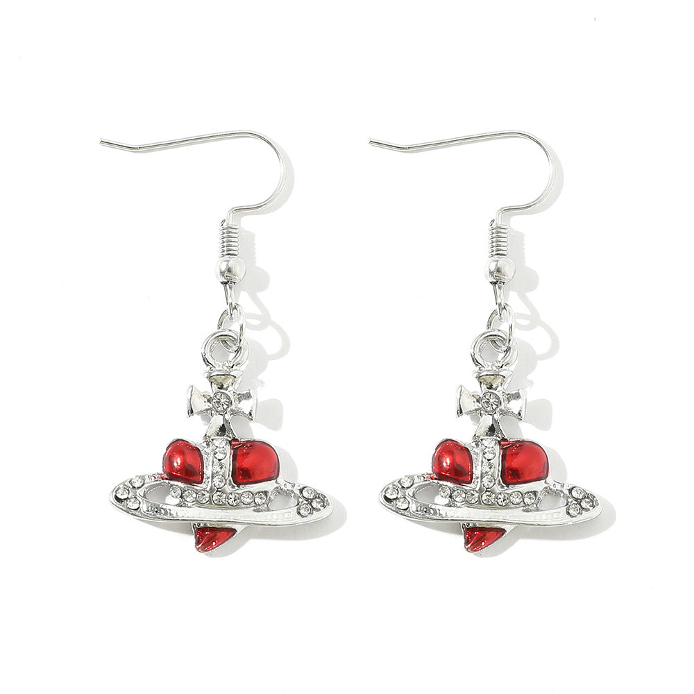 Saturn necklace, teardrop colored diamond earrings, Saturn earrings - MERGE.DAY.1.FREESTYLE