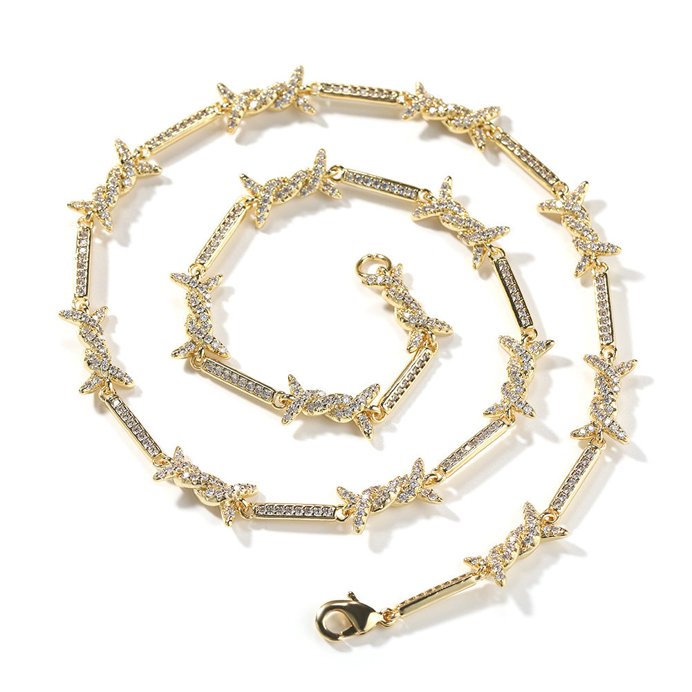 Hiphop zircon-encrusted barbed wire necklace - MERGE.DAY.1.FREESTYLE