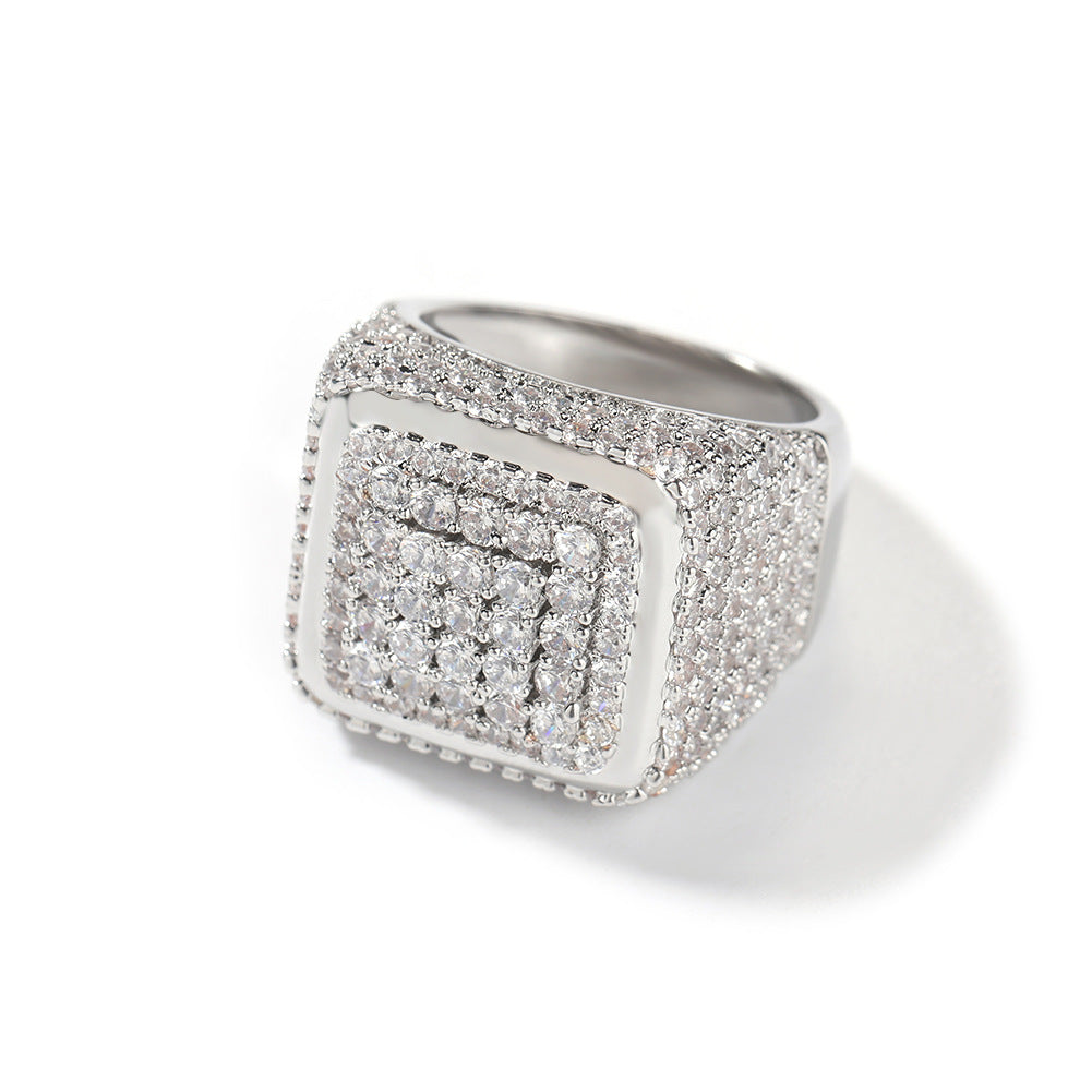 Hip-hop large square ring with zircon - MERGE.DAY.1.FREESTYLE