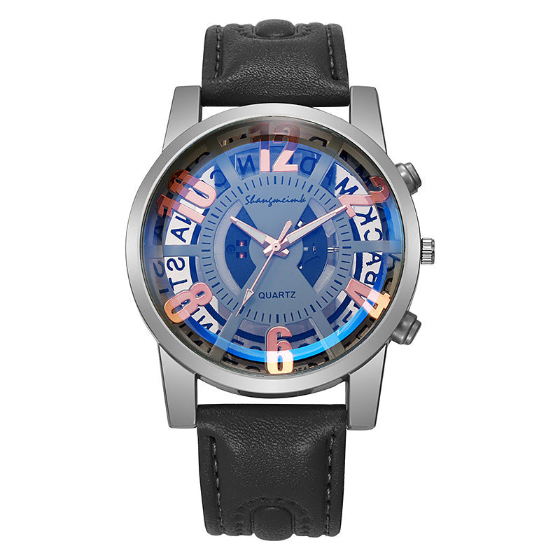 Large-dial, hollow-out blue-light men's watch. - MERGE.DAY.1.FREESTYLE