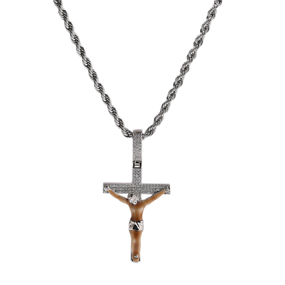 Enamel Cross Diamond Pendant - MERGE.DAY.1.FREESTYLE