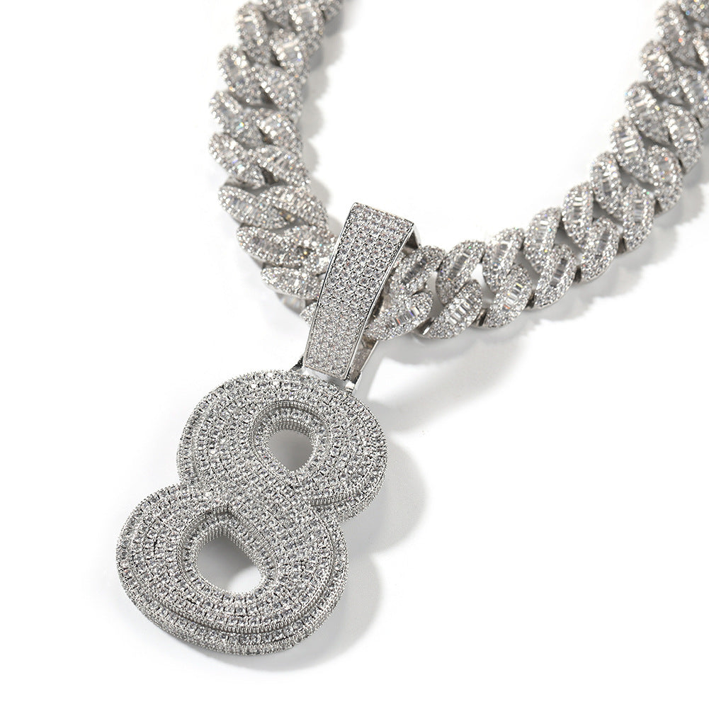 Hip-hop diamond-encrusted number pendant - MERGE.DAY.1.FREESTYLE