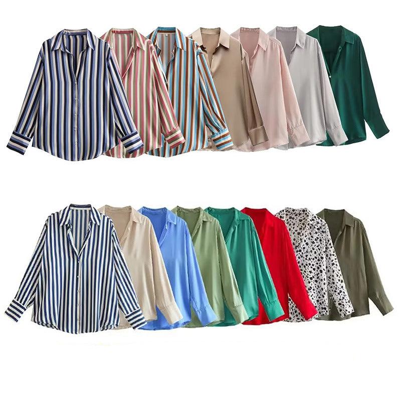 Striped satin long-sleeved shirt - MERGE.DAY.1.FREESTYLE