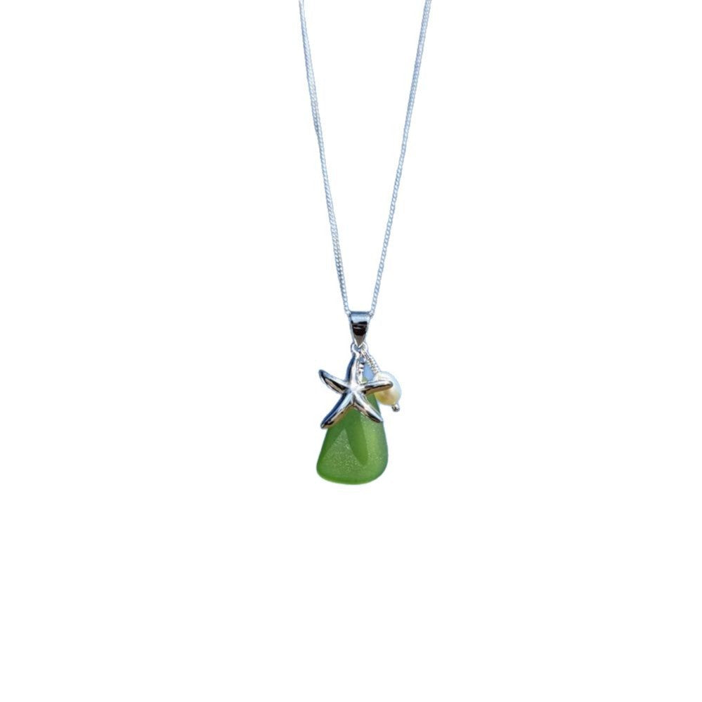 starfish necklace stone chalcedony pearl necklace - MERGE.DAY.1.FREESTYLE