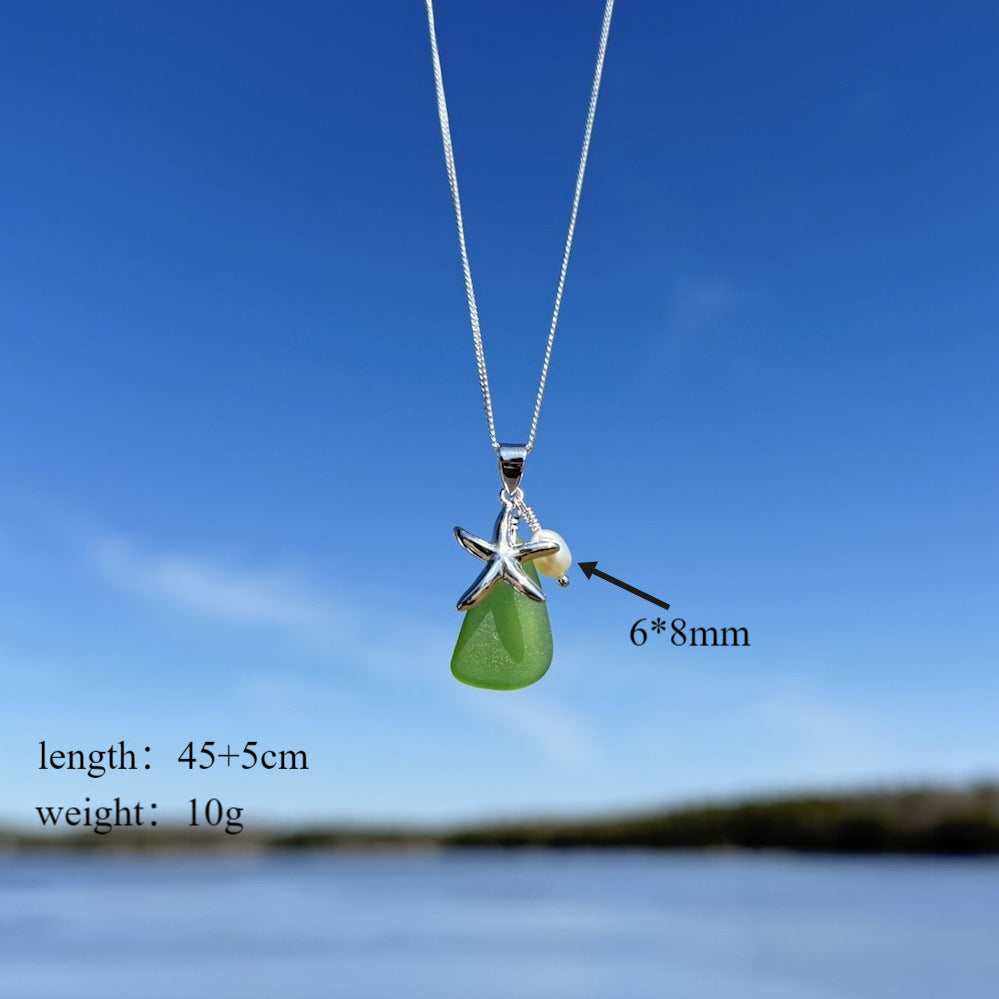 starfish necklace stone chalcedony pearl necklace - MERGE.DAY.1.FREESTYLE