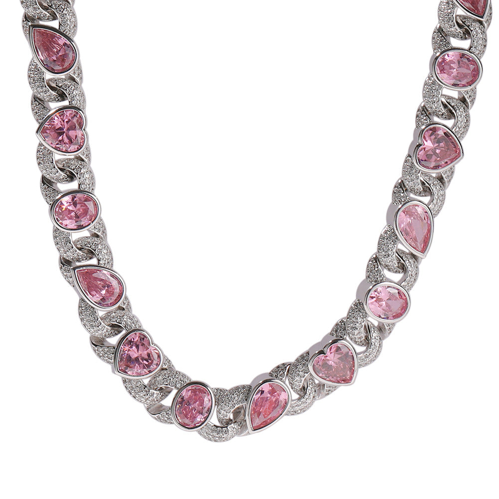 Pink Love Infinity Chain Diamond Necklace - MERGE.DAY.1.FREESTYLE