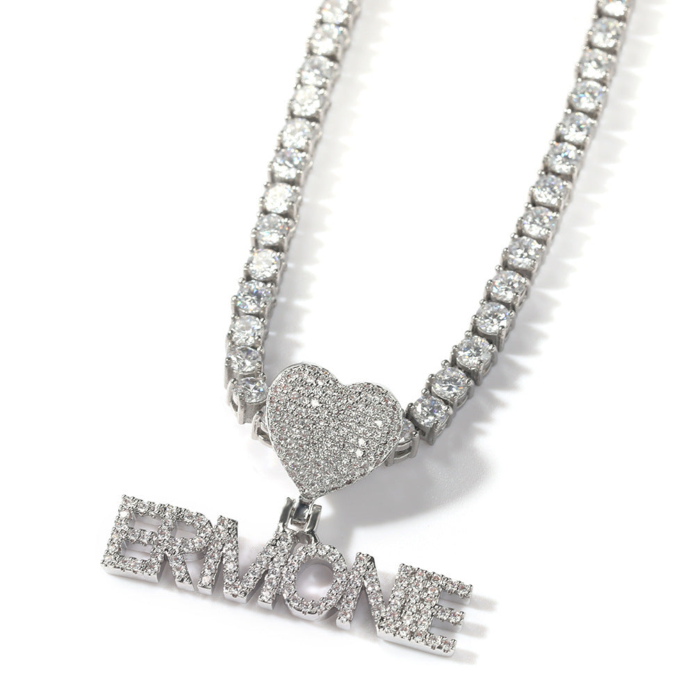 Heart Button Zircon Hip Hop Necklace - MERGE.DAY.1.FREESTYLE