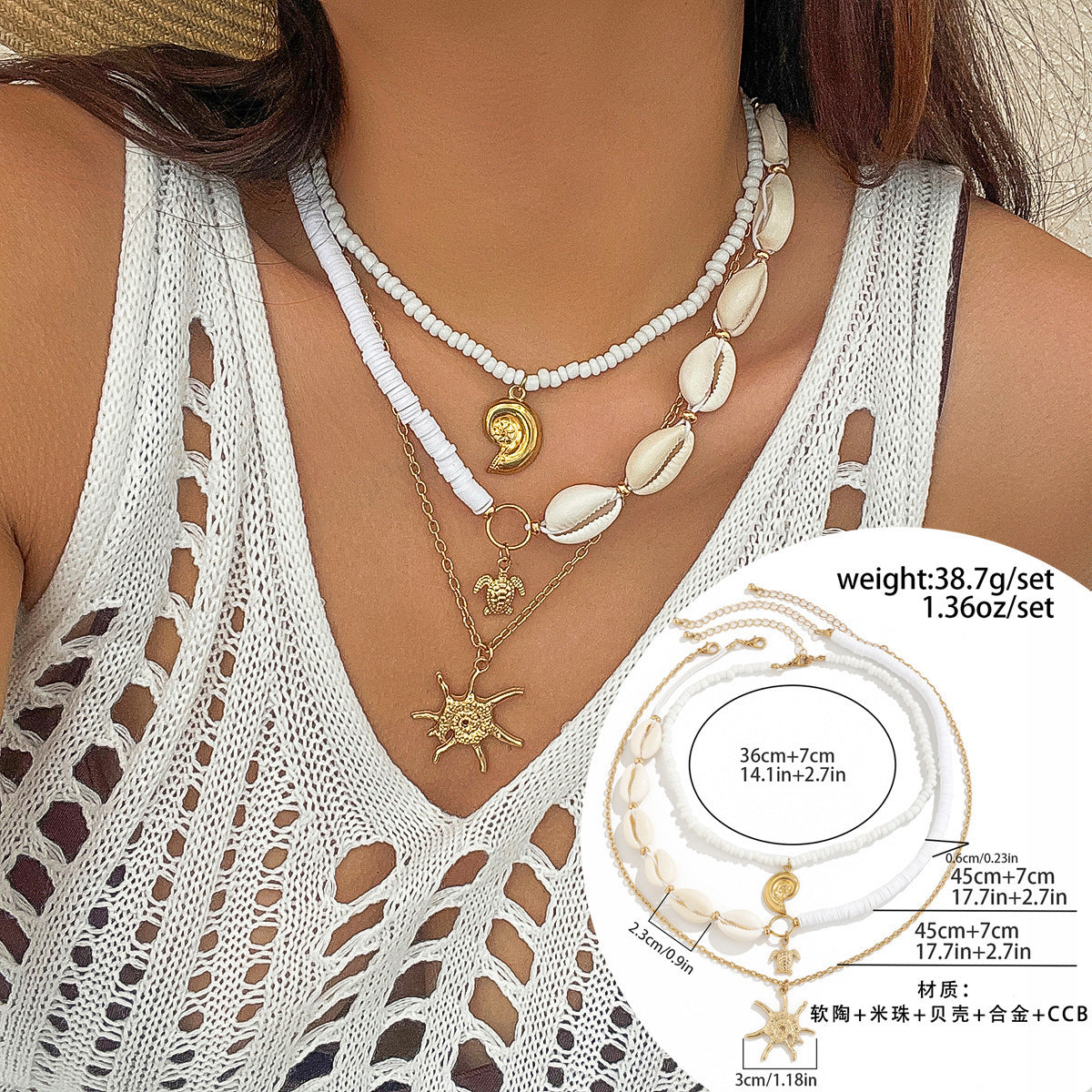 starfish necklace shell rice bead gravel necklace - MERGE.DAY.1.FREESTYLE