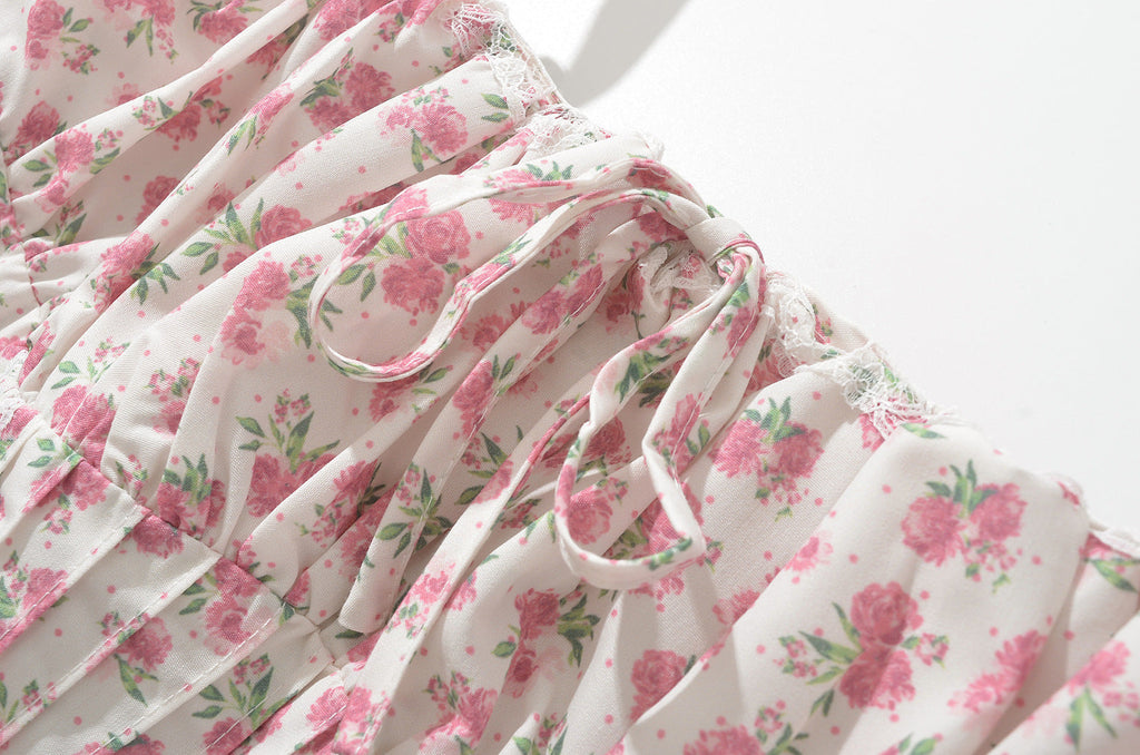 French girl floral suspender dress playful summer dress - MERGE.DAY.1.FREESTYLE