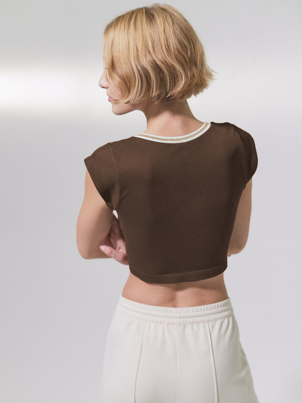 Slim Fit Ultra Short Sexy Spicy Girls Top Knitted Thread T-shirt - MERGE.DAY.1.FREESTYLE