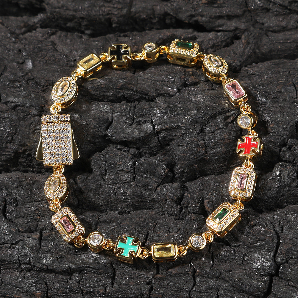 Hip-Hop Diamond-Encrusted 6mm Colored Gemstone Bracelet - MERGE.DAY.1.FREESTYLE