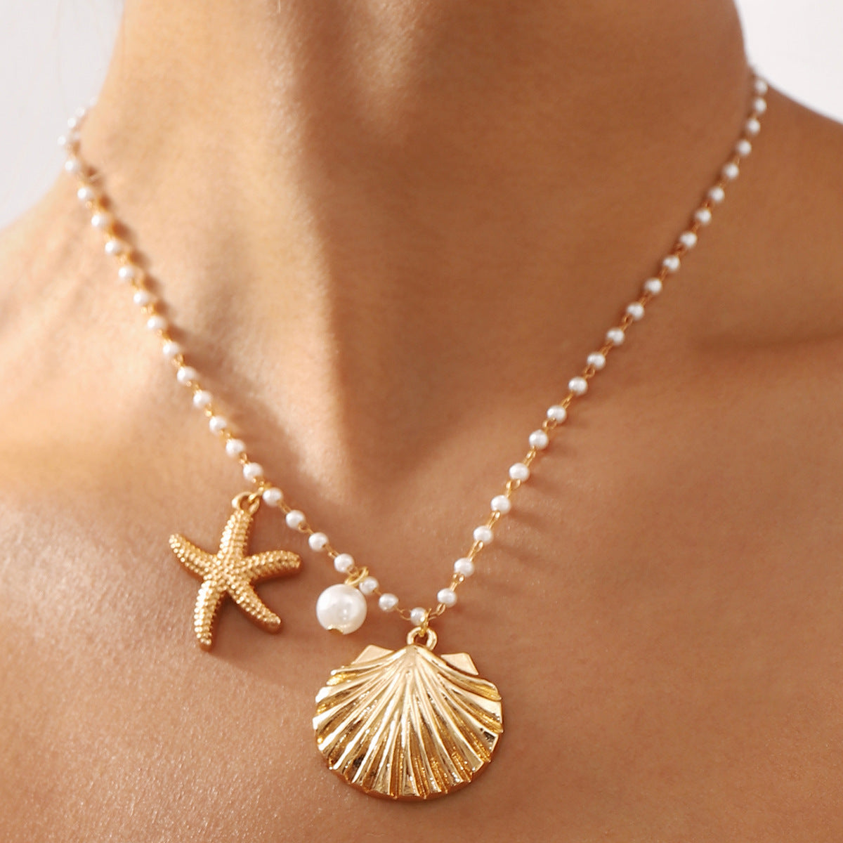 starfish necklace shell pearl light luxury necklace - MERGE.DAY.1.FREESTYLE