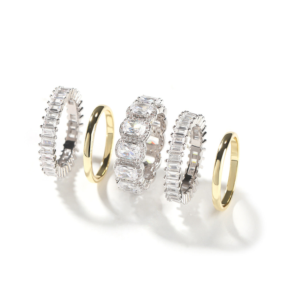 Cool and handsome men's hip-hop diamond-encrusted five-piece ring set - MERGE.DAY.1.FREESTYLE