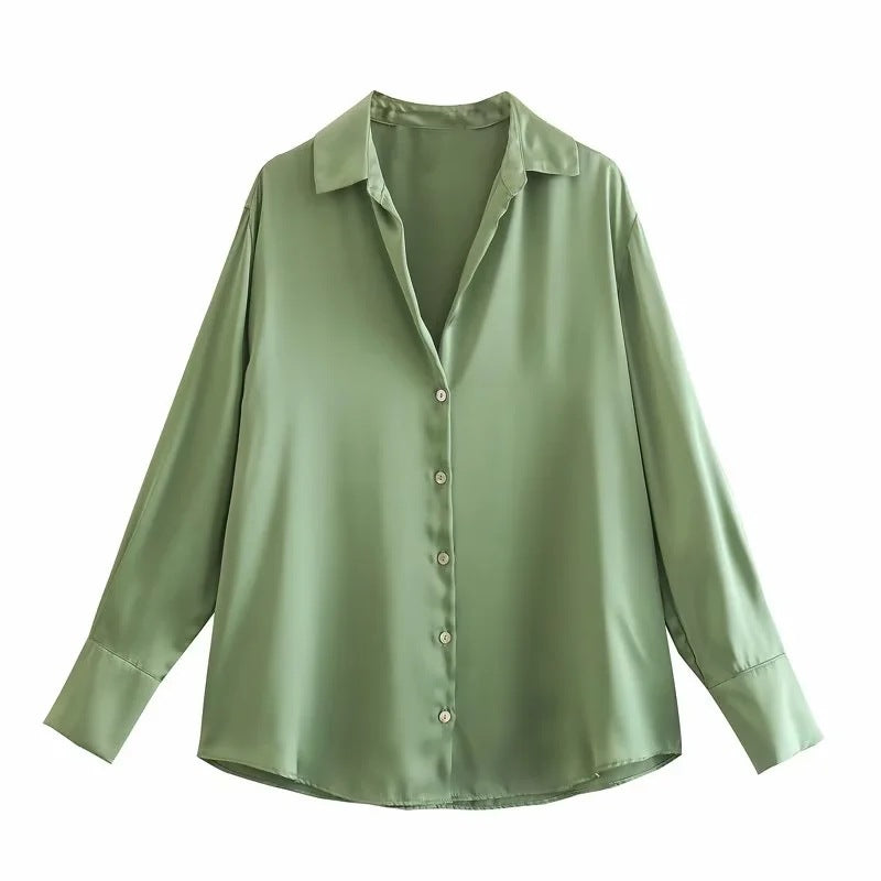 Striped satin long-sleeved shirt - MERGE.DAY.1.FREESTYLE