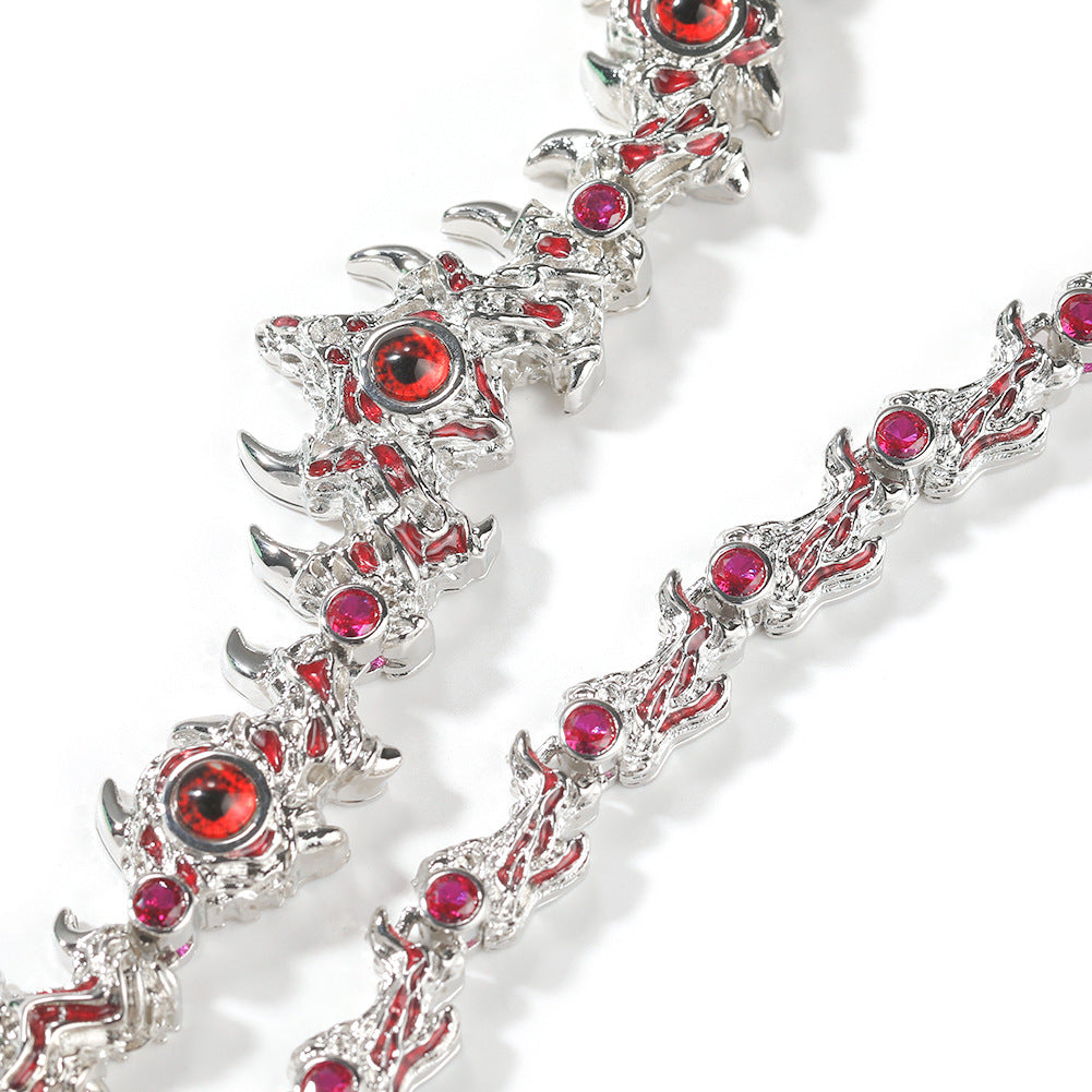 Hip-hop exaggerated spiky parasitic red-eyed thorn diamond-encrusted necklace - MERGE.DAY.1.FREESTYLE