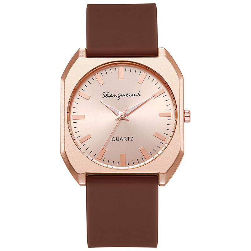 Simple, square quartz silicone watch with a stylish silicone strap - MERGE.DAY.1.FREESTYLE