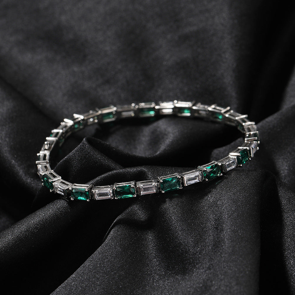 Hip-hop zircon-encrusted emerald color-matching tennis chain - MERGE.DAY.1.FREESTYLE
