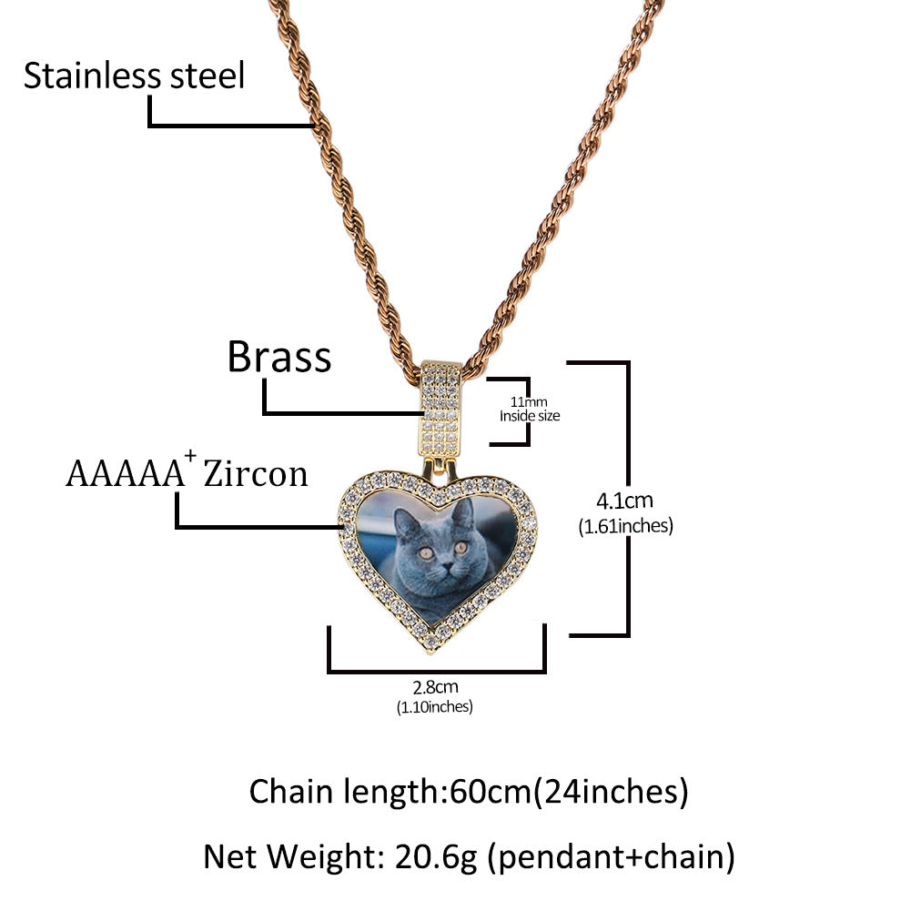 Customized photo heart shape pendant couple necklace - MERGE.DAY.1.FREESTYLE