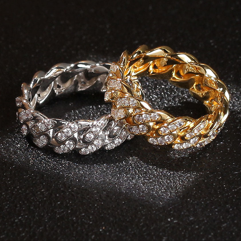8mm Hip-hop Cubic Zirconia Cuban Link Ring - MERGE.DAY.1.FREESTYLE