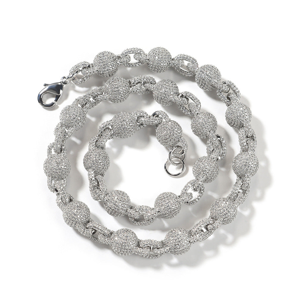 10mm Micropaved 5A Zirconia Ball Chain Necklace - MERGE.DAY.1.FREESTYLE