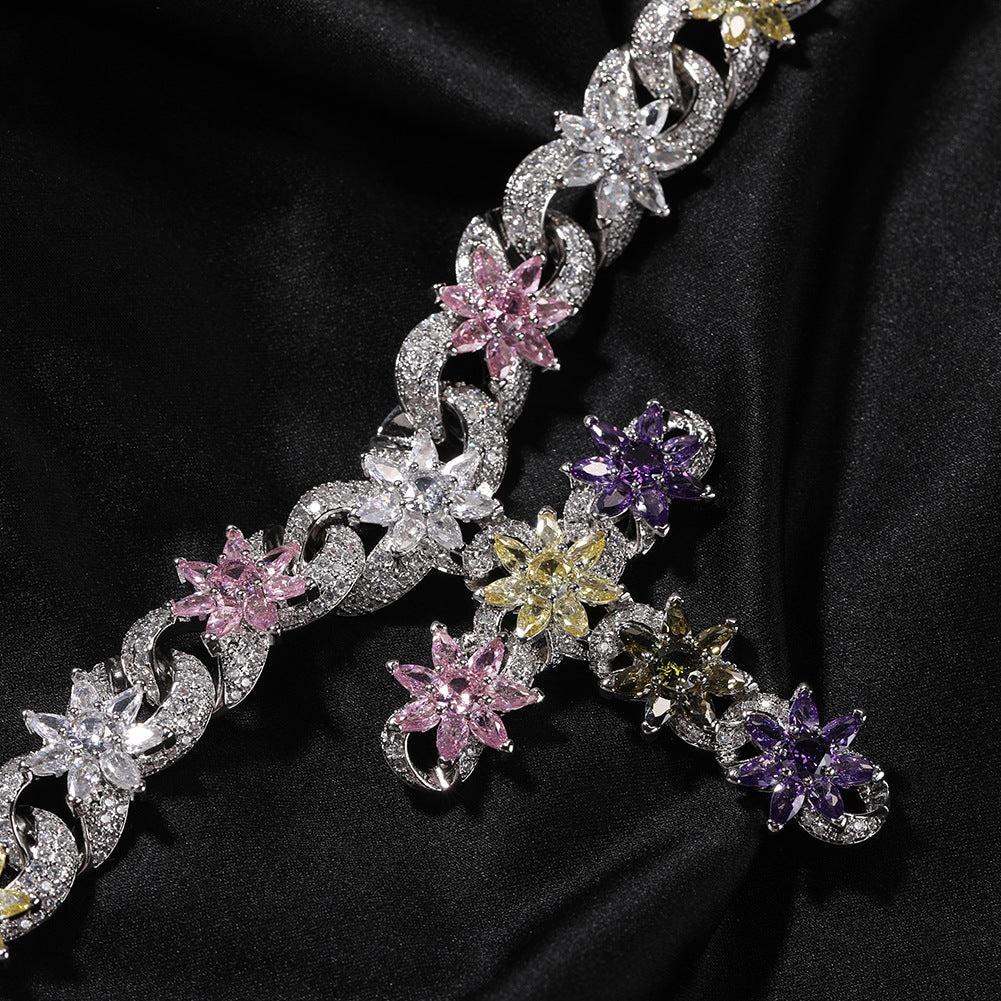 Colorful zircon ice flower cross necklace - MERGE.DAY.1.FREESTYLE