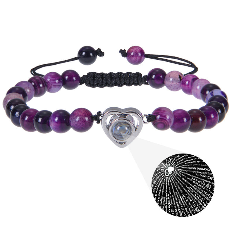 Pink zebra stone beaded heart-shaped projection bracelet - MERGE.DAY.1.FREESTYLE
