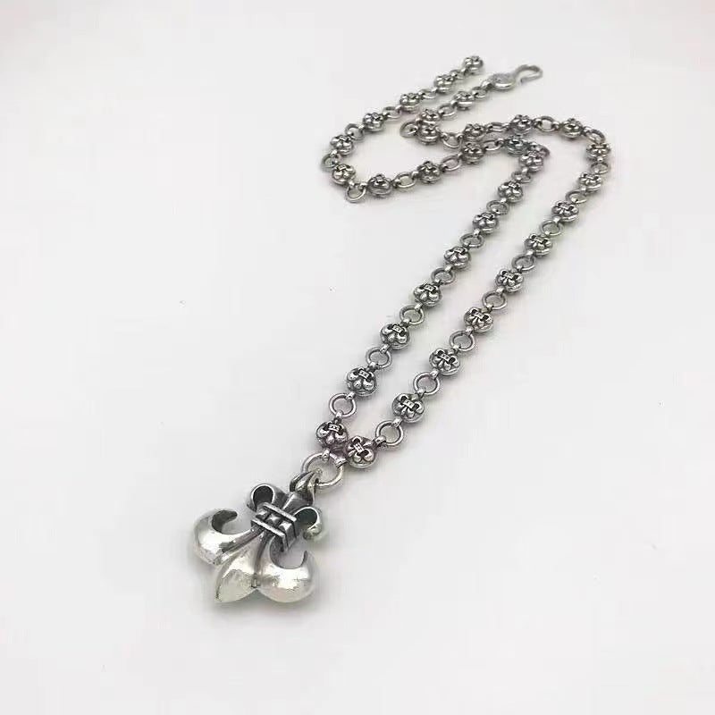 Retro personalized anchor scout flower pendant cross chain necklace - MERGE.DAY.1.FREESTYLE