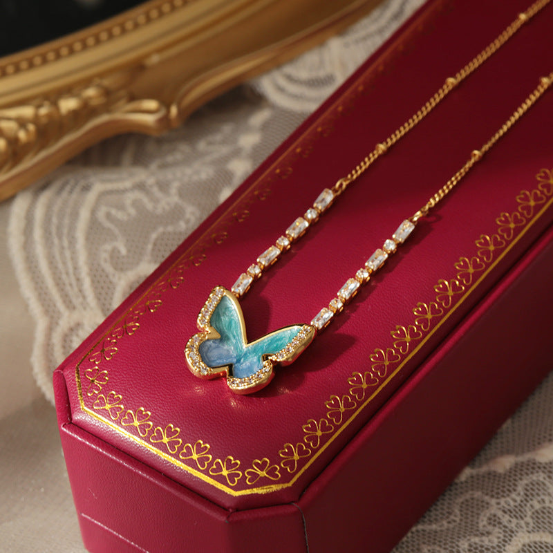 Gradient blue enamel butterfly necklace - MERGE.DAY.1.FREESTYLE