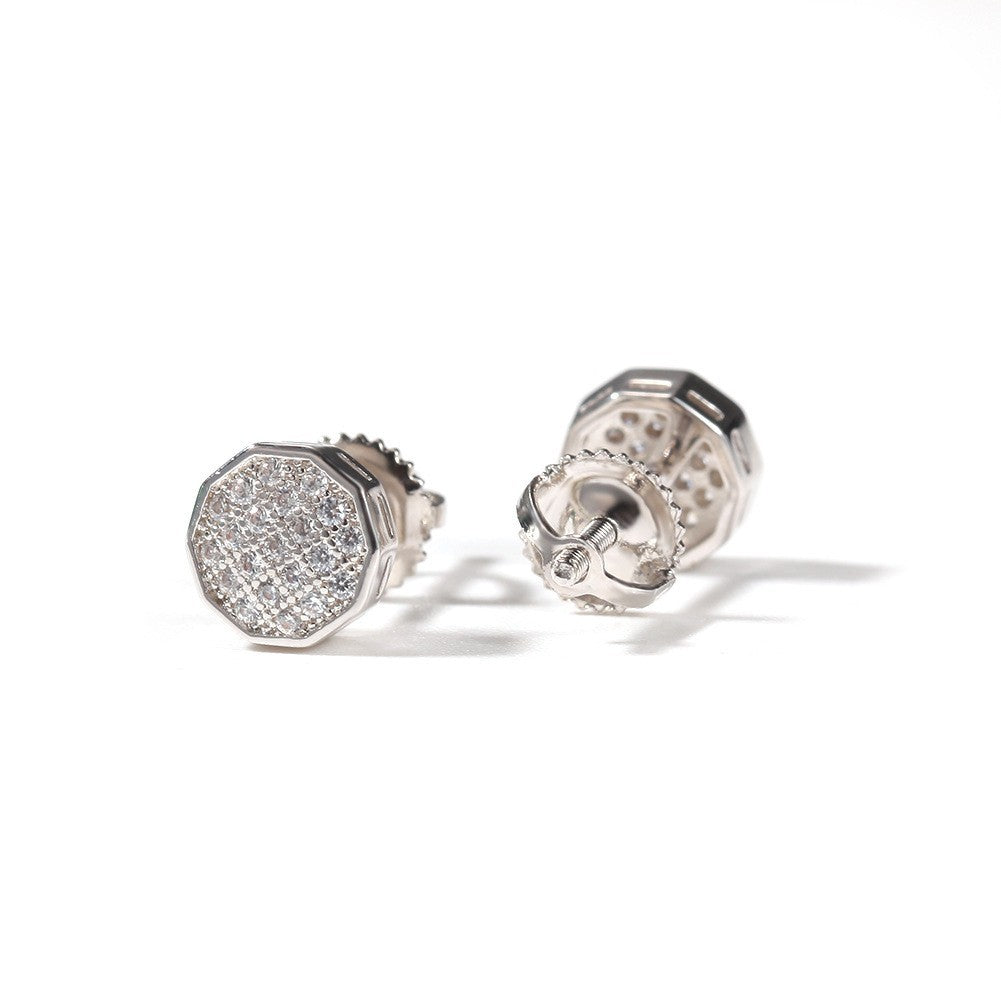 Hip Hop diamond-encrusted 925 silver stud earrings - MERGE.DAY.1.FREESTYLE
