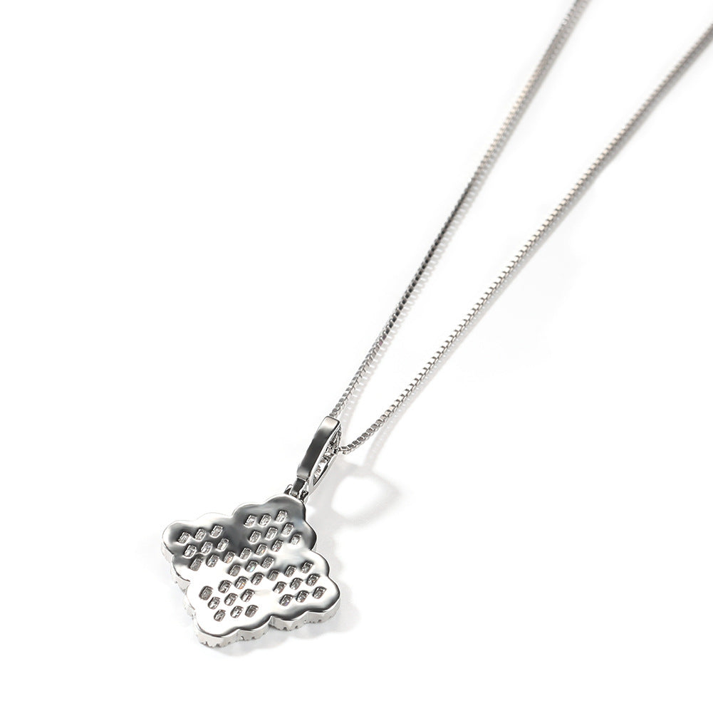 Full-diamond zircon four-leaf clover necklace - MERGE.DAY.1.FREESTYLE
