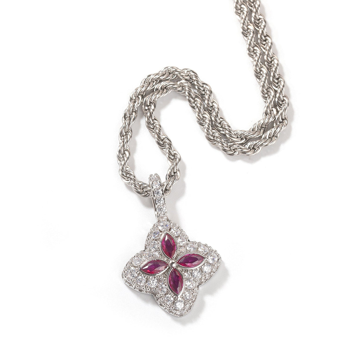 Cubic Zirconia Colorful Four-Leaf Clover Pendant - MERGE.DAY.1.FREESTYLE