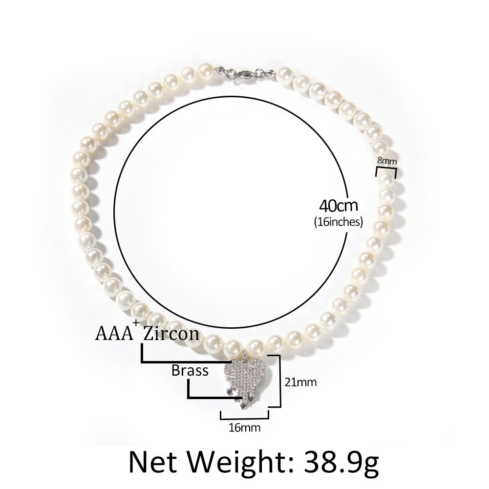Water Drop Love Pearl Necklace Hip Hop Trend Necklace - MERGE.DAY.1.FREESTYLE