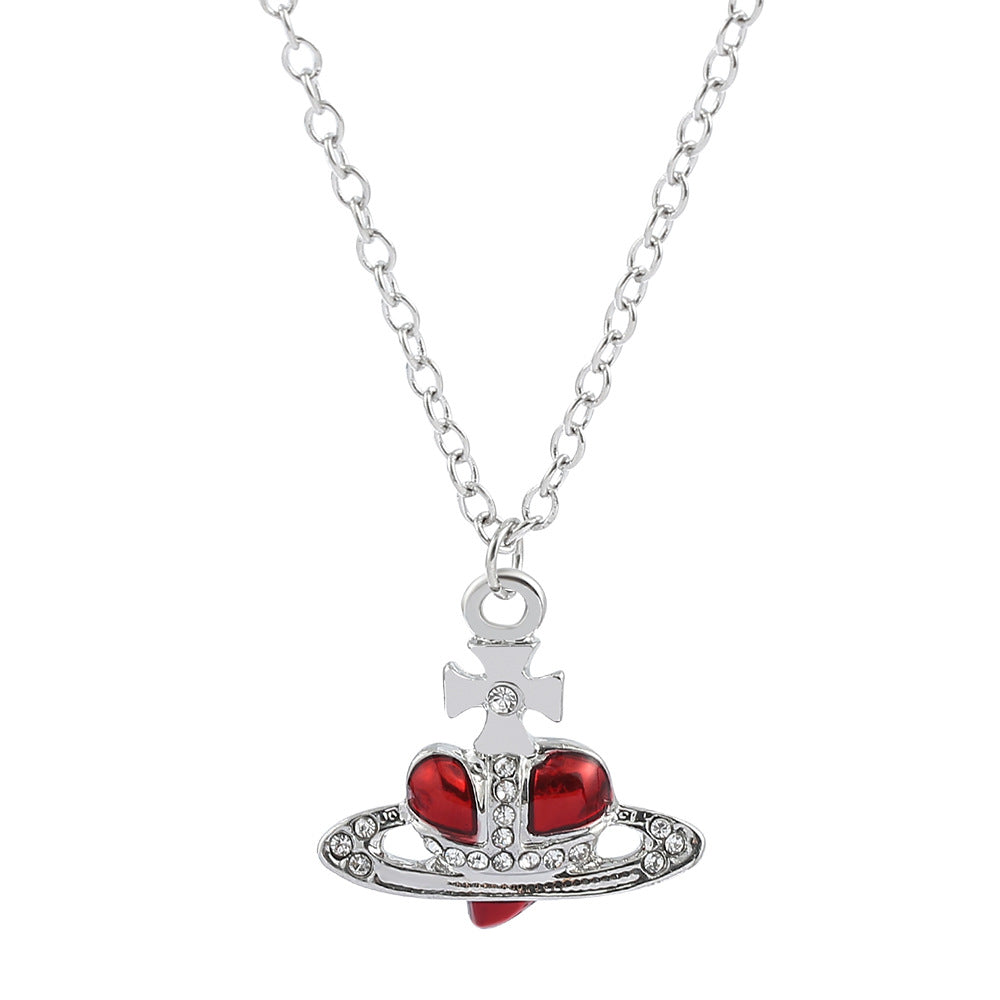 Saturn necklace, teardrop colored diamond earrings, Saturn earrings - MERGE.DAY.1.FREESTYLE