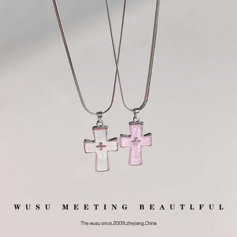 High-grade blade chain double cross pendant necklace - MERGE.DAY.1.FREESTYLE