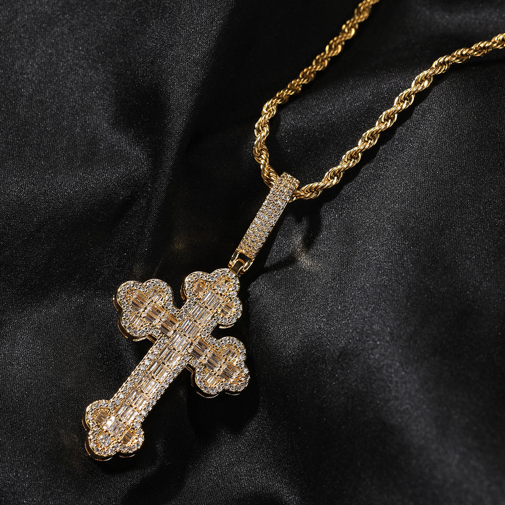 Hip-hop large diamond-encrusted cloud cross pendant - MERGE.DAY.1.FREESTYLE