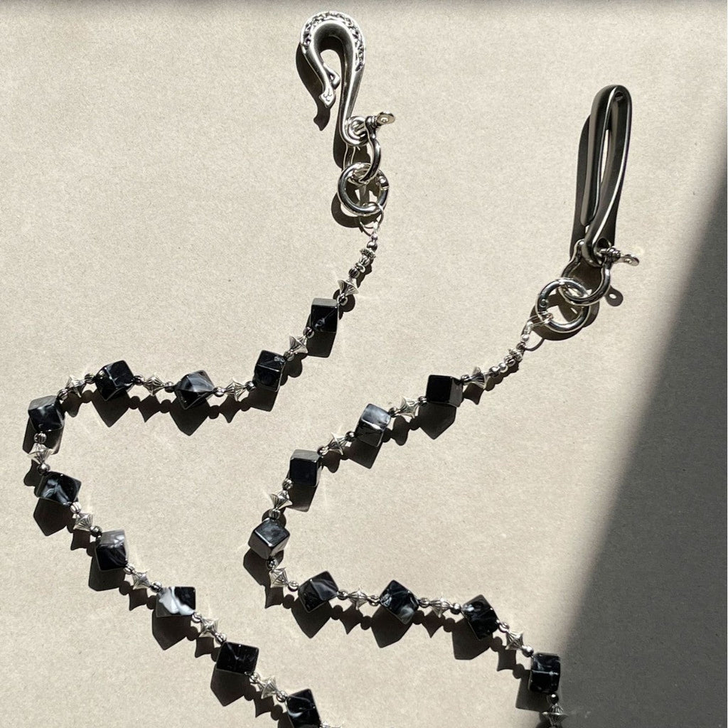 Black smudged dark style pure handmade design trouser chain - MERGE.DAY.1.FREESTYLE