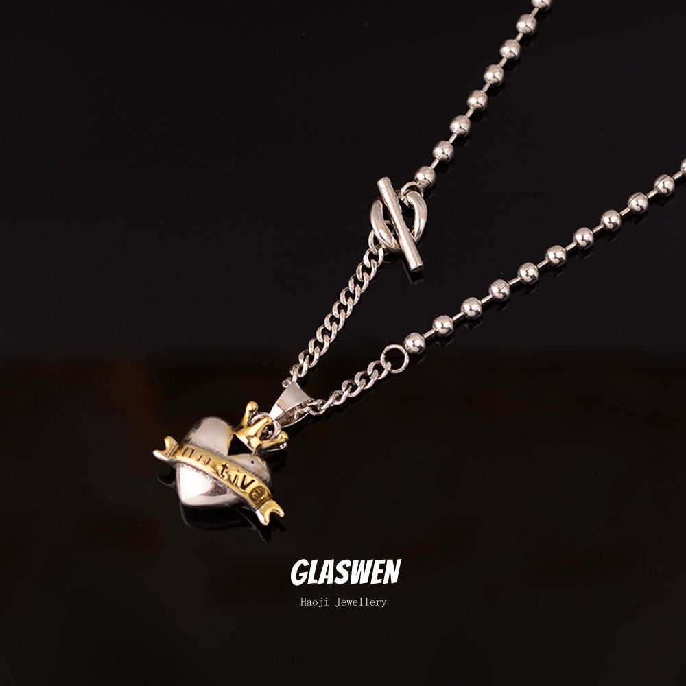 contrast heart pendant crown necklace - MERGE.DAY.1.FREESTYLE