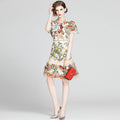 Short-sleeved mesh ruffle dress - MERGE.DAY.1.FREESTYLE