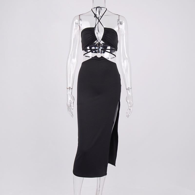 Summer Dress For Women Sexy Cutout Lace-up High Slit Maxi Long Dresses - MERGE.DAY.1.FREESTYLE