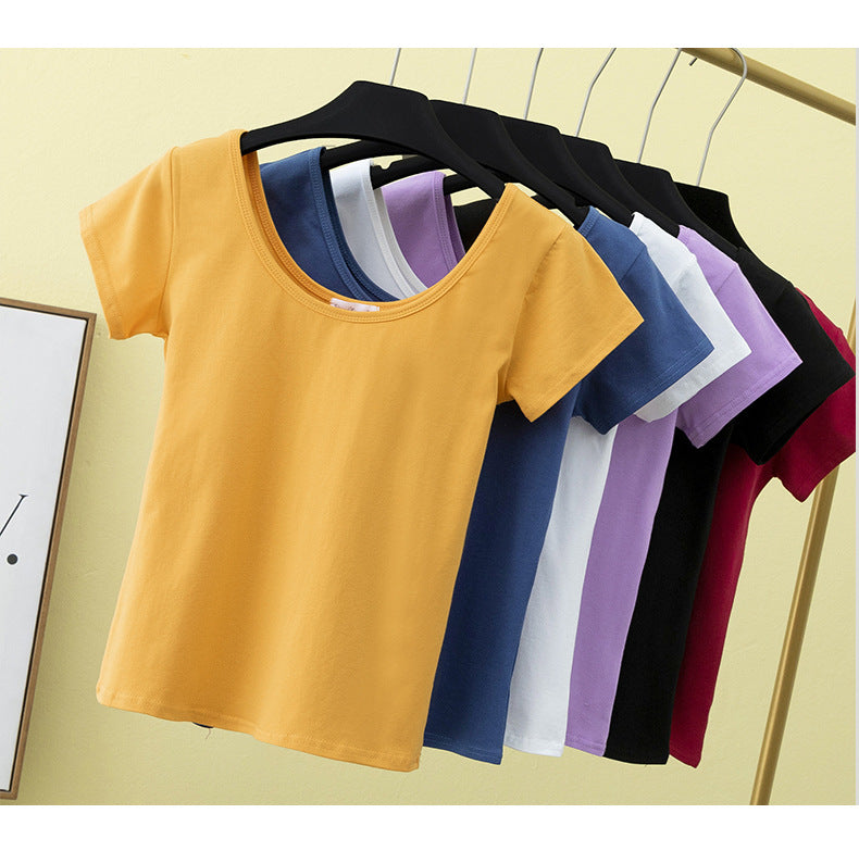 Summer slim fit large U-neck short-sleeved T-shirt - MERGE.DAY.1.FREESTYLE