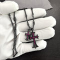 black double cross diamond Bamboo necklace - MERGE.DAY.1.FREESTYLE