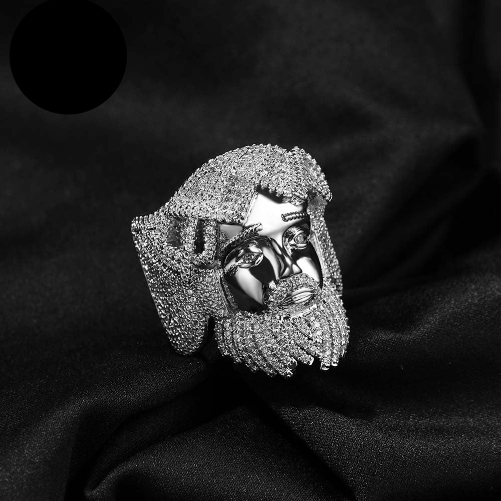 Hip-hop exaggerated portrait inlaid zircon ring - MERGE.DAY.1.FREESTYLE