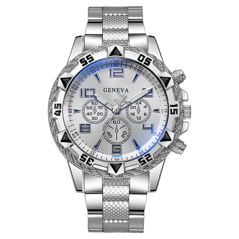 Men's Fake Three-Eye Casual Steel Band Watches - MERGE.DAY.1.FREESTYLE