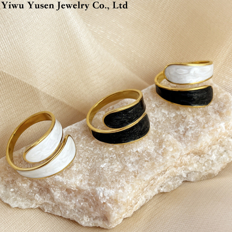 18k gold drop retro open ring - MERGE.DAY.1.FREESTYLE
