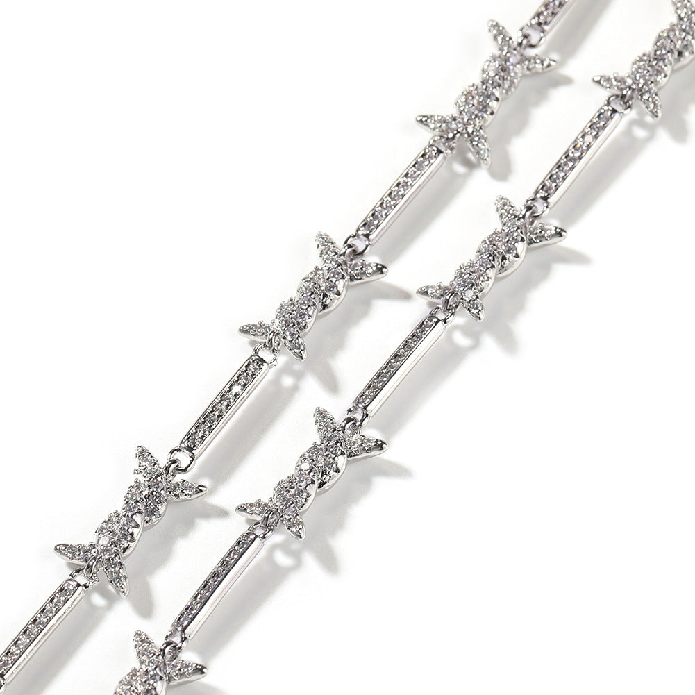 Hiphop zircon-encrusted barbed wire necklace - MERGE.DAY.1.FREESTYLE