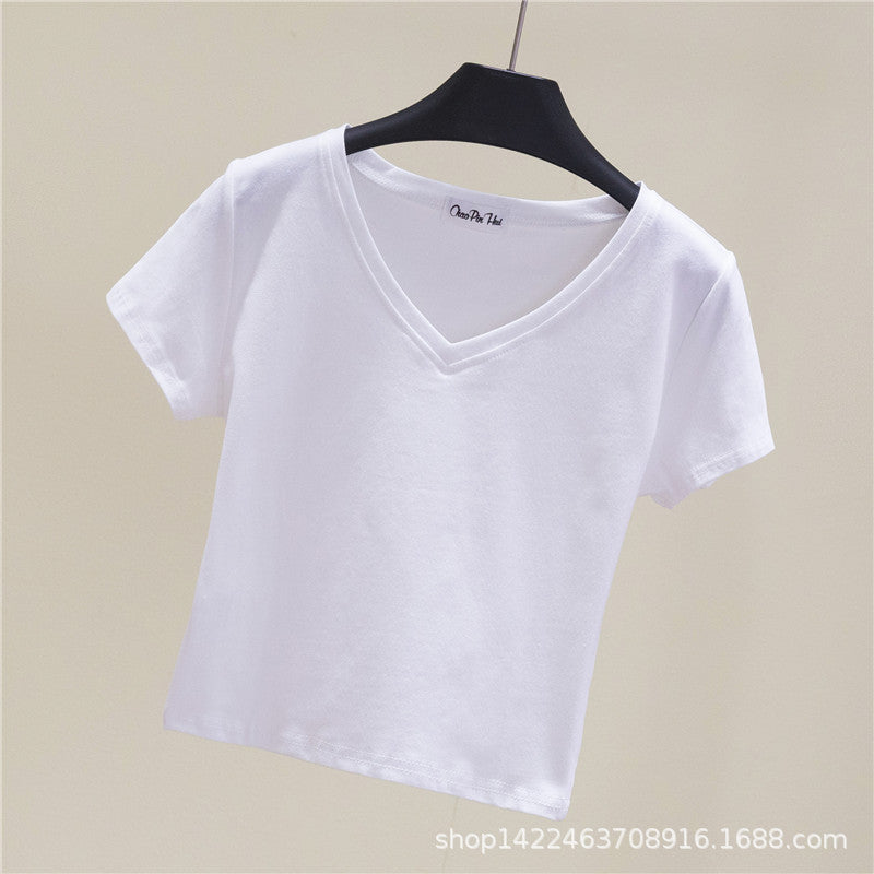 V-neck midriff-baring slim-waisted top - MERGE.DAY.1.FREESTYLE