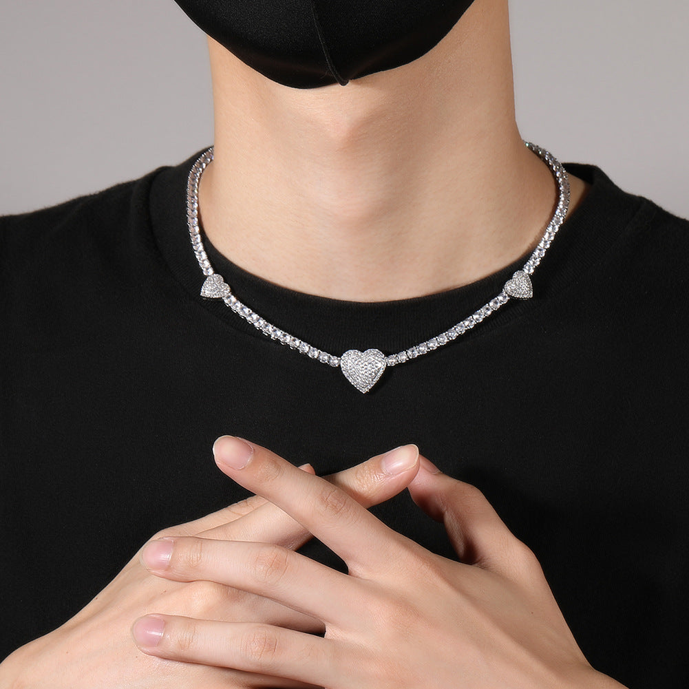 diamond tennis necklace Love heart chain - MERGE.DAY.1.FREESTYLE